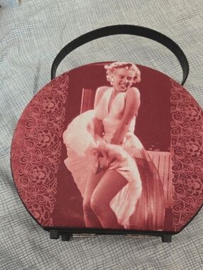 Vintage-Style Round Red Graphic Handbag